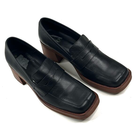 ALOHAS Shoes - Alohas Roxanne Loafer Block Heel Black Leather Women's US9/EU40 New $275